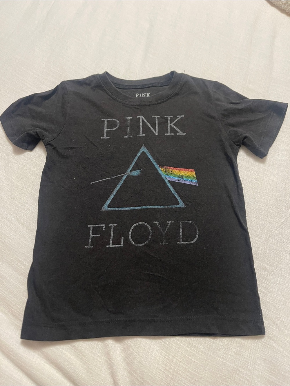 Pink Floyd Black Tee with Prism Rainbow Graphic